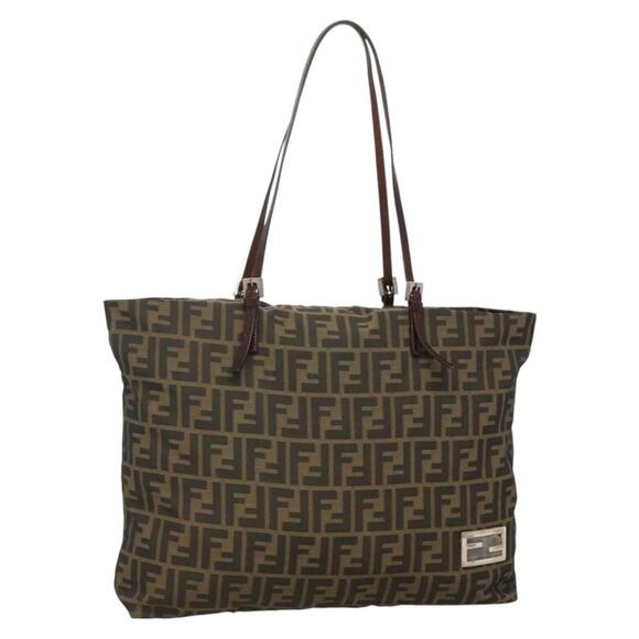 FENDI Zucca Canvas Tote Bag Black Brown - Picture 1 of 12
